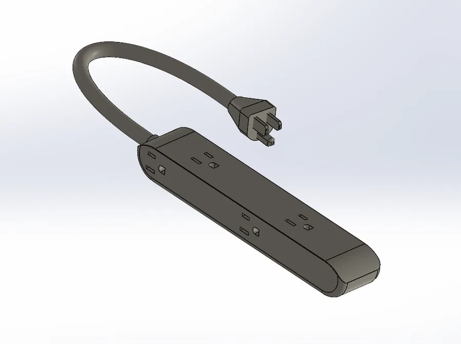 CAD model of a custom power strip enclosure from a student engineering project